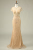 Charger l&#39;image dans la galerie, Luxueuse sirène bijou cou Champagne robe de Soirée avec perles