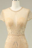 Magnifique sirène bijou cou Bourgogne robe de bal avec perles