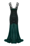 Robe Formelle Sirène Gatsby Flapper Vert foncé