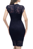 Robe Bodycon en dentelle marine