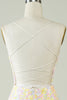 Charger l&#39;image dans la galerie, Sangles spaghetti blanches Robe de retour moulante avec paillettes arc-en-ciel