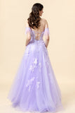 Une robe de bal longue longue Sweetheart Purple avec des appliques