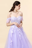 Une robe de bal longue longue Sweetheart Purple avec des appliques