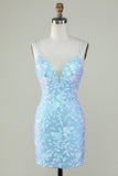 Robe de cocktail à lacets bleu clair