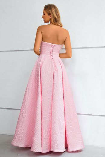 Robe de bal bustier sans bretelles Pink Lace Up A-Line
