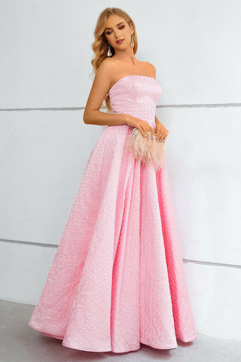 Robe de bal bustier sans bretelles Pink Lace Up A-Line