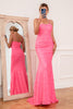 Charger l&#39;image dans la galerie, Hot Pink Sequin Spaghetti Straps Robe de bal