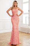 Hot Pink Sequin Spaghetti Straps Robe de bal