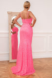 Hot Pink Sequin Spaghetti Straps Robe de bal