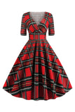 Robe de Noël Red Sweetheart Plaid Print