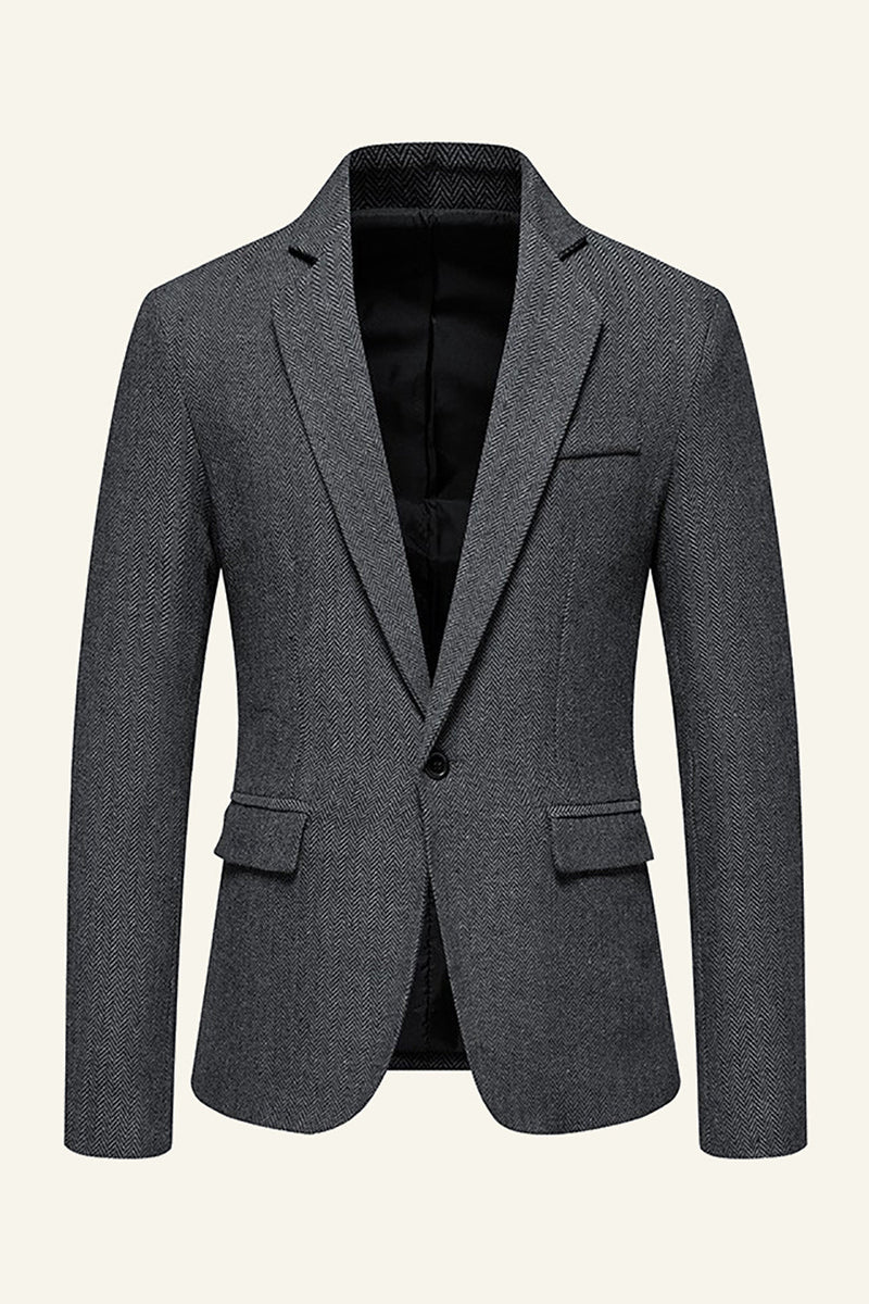 Charger l&#39;image dans la galerie, Khaki Revers cranté Tweed Blazer de mariage pour hommes