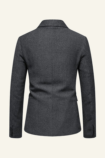 Khaki Revers cranté Tweed Blazer de mariage pour hommes