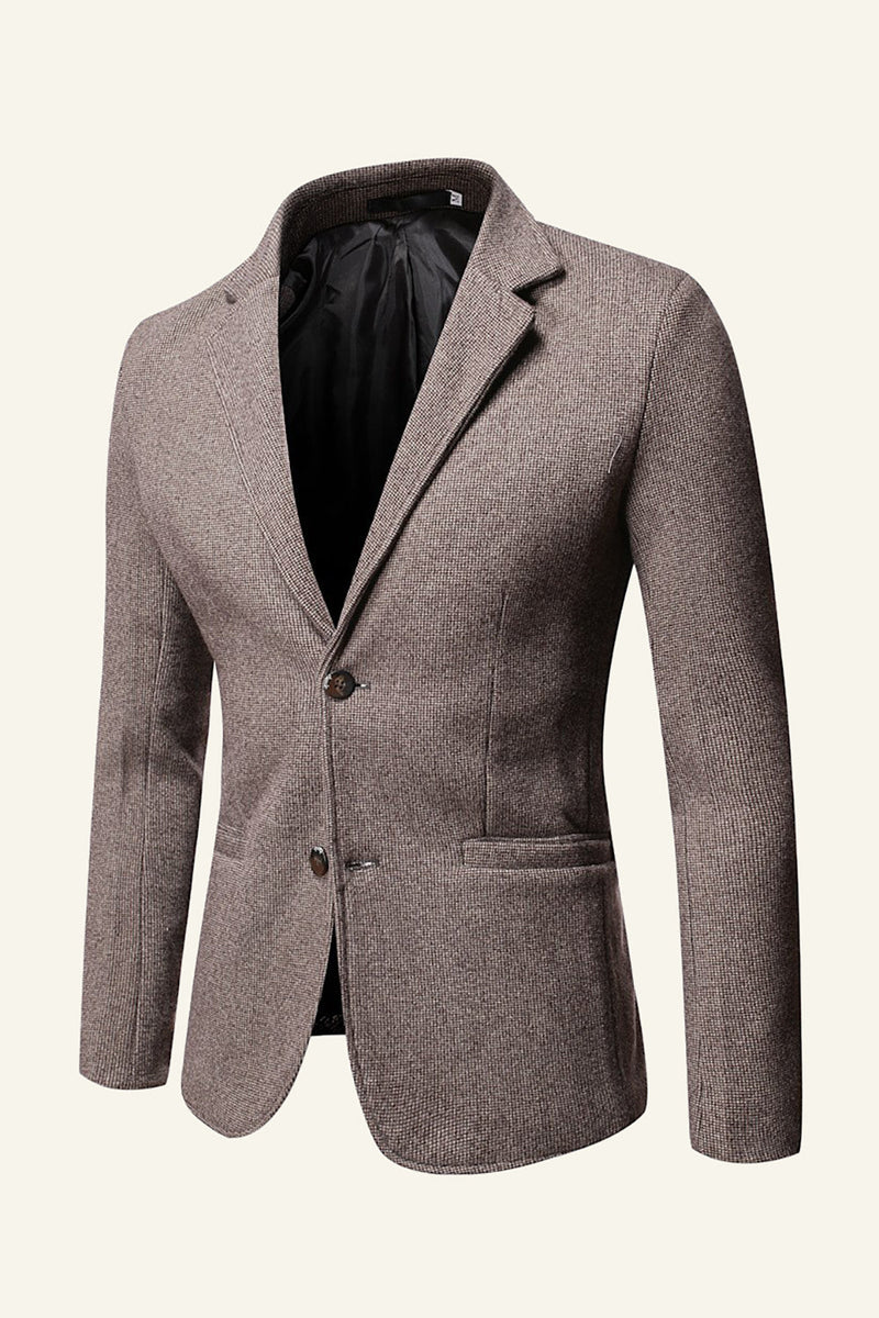 Charger l&#39;image dans la galerie, Khaki Tweed Revers Cranté Hommes Blazer de mariage