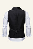 Châle noir à poitrine unique Revers Gilet pour homme