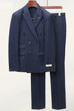 Gris foncé Tweed Pinstriped 2 pièces Hommes Costumes de mariage