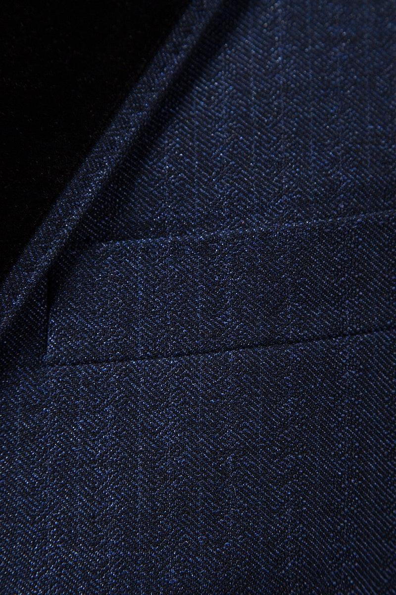 Charger l&#39;image dans la galerie, Bleu foncé Revers à double poitrine Tuxedo pour hommes
