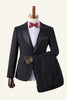 Charger l&#39;image dans la galerie, Black Peaked Lapel 3-Piece Costume Homme Tuxedo