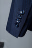 Charger l&#39;image dans la galerie, Costume 3 pièces à rayures bleu foncé double poitrine pour homme