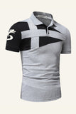 Noir et gris Regular Fit Patchwork Patchwork Polo pour hommes