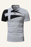 Noir et gris Regular Fit Patchwork Patchwork Polo pour hommes