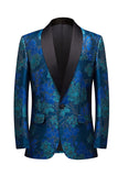 Blue Jacquard Shawl Lapel Men’s Prom Blazer