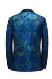 Blue Jacquard Shawl Lapel Men’s Prom Blazer