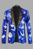 Paillettes dorées scintillantes Châle Châle Revers Blazer homme