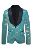 Châle Jacquard turquoise Revers Blazer de bal pour hommes