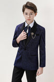 Sparkly Navy Slim Fit Boy’s 3-Piece Formal Suit Set