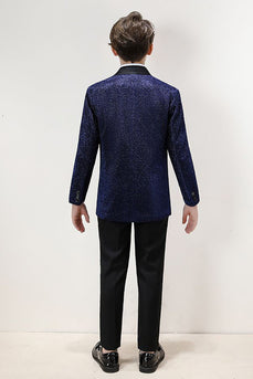 Sparkly Navy Slim Fit Boy’s 3-Piece Formal Suit Set