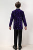 Charger l&#39;image dans la galerie, Sparkly Purple Sequins Ensemble de costume formel 3 pièces pour garçons