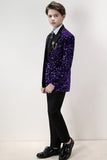 Sparkly Purple Sequins Ensemble de costume formel 3 pièces pour garçons