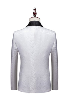 Jacquard blanc 2 pièces châle revers costumes de Soirée pour hommes
