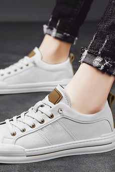 White Slip-on Lace Up Chaussures Légères pour Hommes