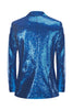 Charger l&#39;image dans la galerie, Blazer Homme Bleu Royal À Paillettes Scintillantes À Revers En Pointe