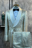 Charger l&#39;image dans la galerie, Paillettes Blanc Jacquard 2 pièces Hommes Costumes avec ceinture