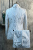 Charger l&#39;image dans la galerie, Blanc Peak Lapel Jacquard 2 Pièces Costumes Homme