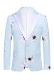 Light Blue Peak Lapel 2 pièces Floral Men’s Prom Suits