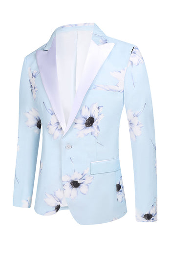 Light Blue Peak Lapel 2 pièces Floral Men’s Prom Suits