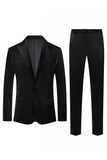 Black Peak Lapel 2 pièces Hommes Velvet Prom Suits