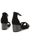 BManque Cross Cheville Strappy Chunky Talon Sandale