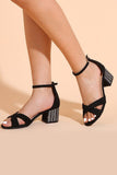 BManque Cross Cheville Strappy Chunky Talon Sandale