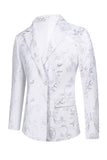 Blanc Floral Jacquard Peak Revers Hommes Costumes de bal
