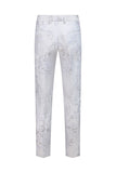 Blanc Floral Jacquard Peak Revers Hommes Costumes de bal