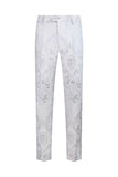 Blanc Floral Jacquard Peak Revers Hommes Costumes de bal