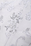 Blanc Floral Jacquard Peak Revers Hommes Costumes de bal