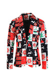 Sapin de Noël rouge imprimé 3 pièces costumes pour hommes