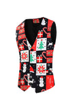 Sapin de Noël rouge imprimé 3 pièces costumes pour hommes
