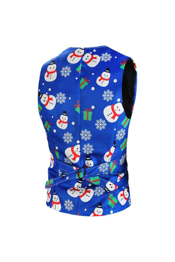 Costumes de Noël 3 pièces imprimés bonhomme de neige bleu pour hommes