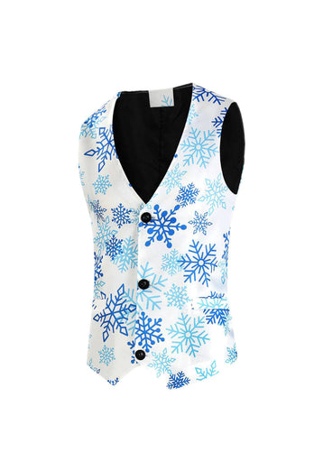 Flocon de neige bleu clair imprimé 3 pièces Noël costumes pour hommes
